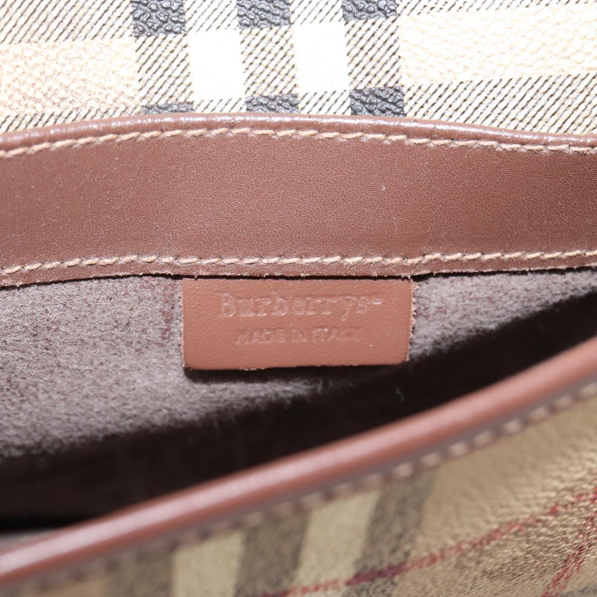 Burberrys Nova Check Clutch Bag PVC Beige Auth 204982