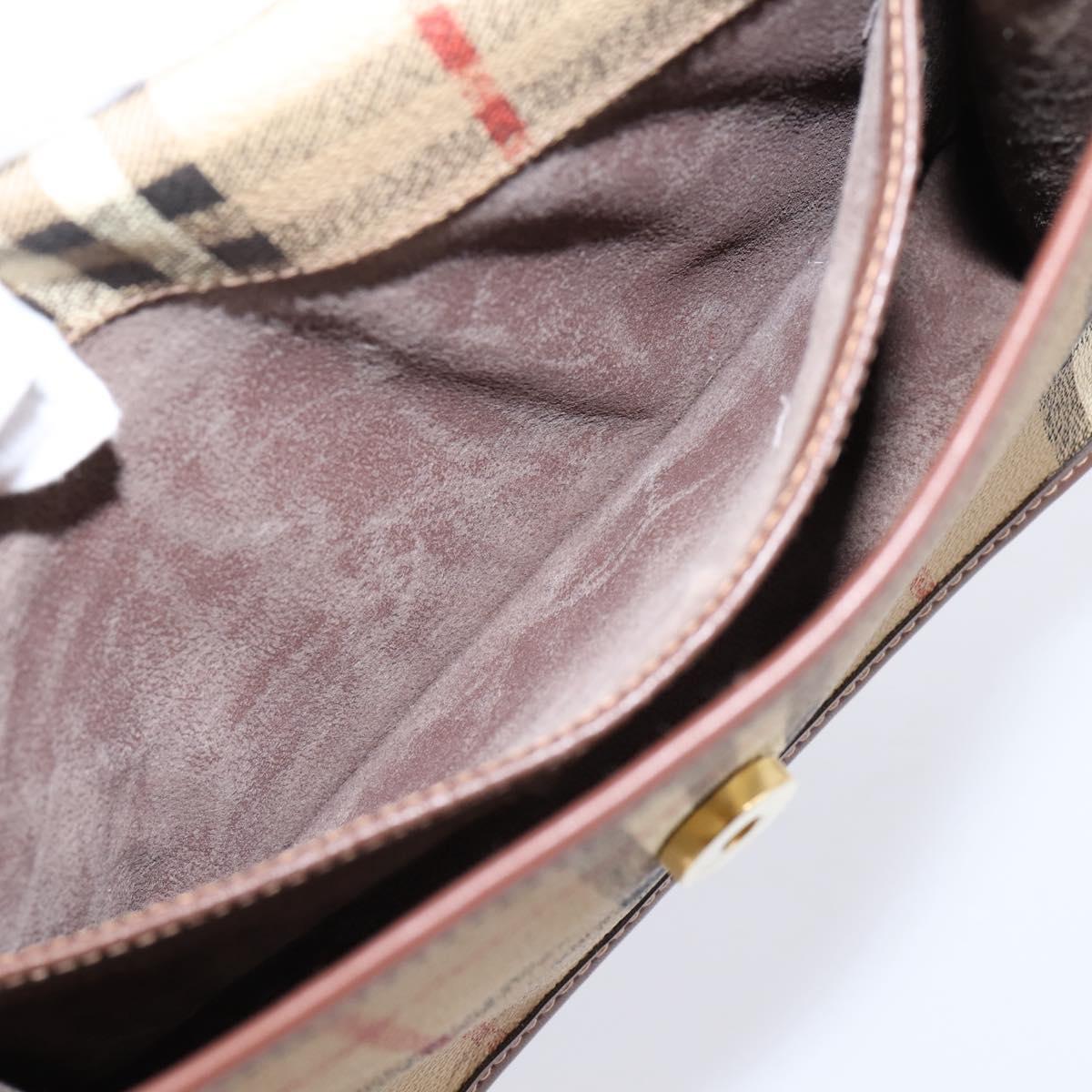 Burberrys Nova Check Clutch Bag PVC Beige Auth 204982
