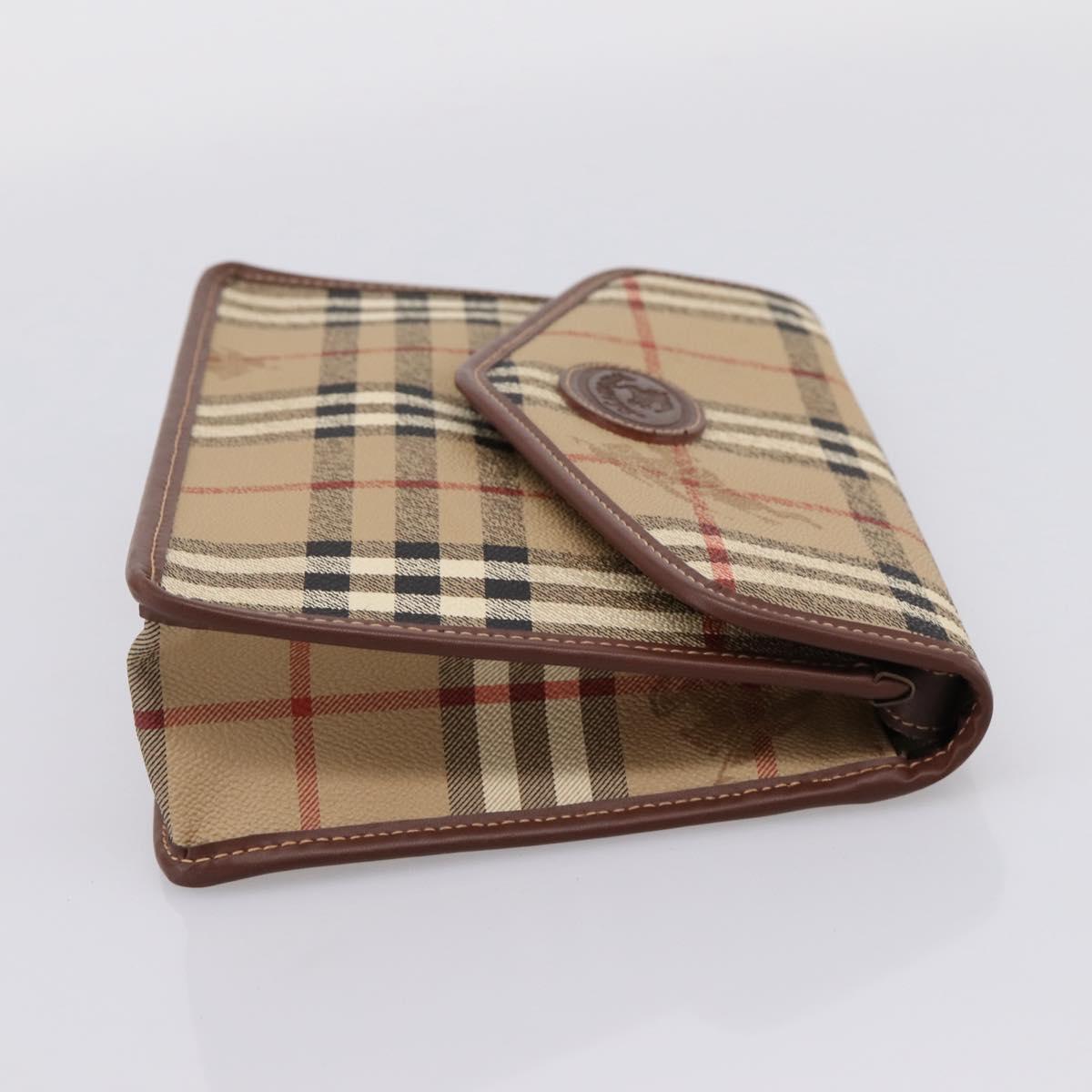 Burberrys Nova Check Clutch Bag PVC Beige Auth 204982