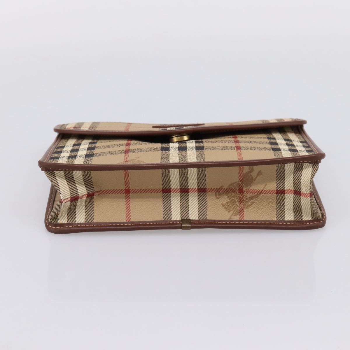 Burberrys Nova Check Clutch Bag PVC Beige Auth 204982