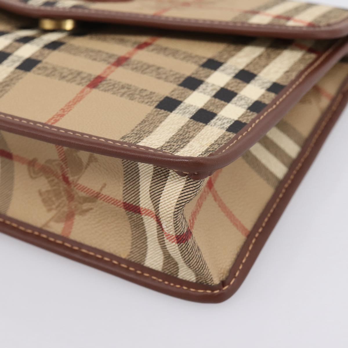 Burberrys Nova Check Clutch Bag PVC Beige Auth 204982