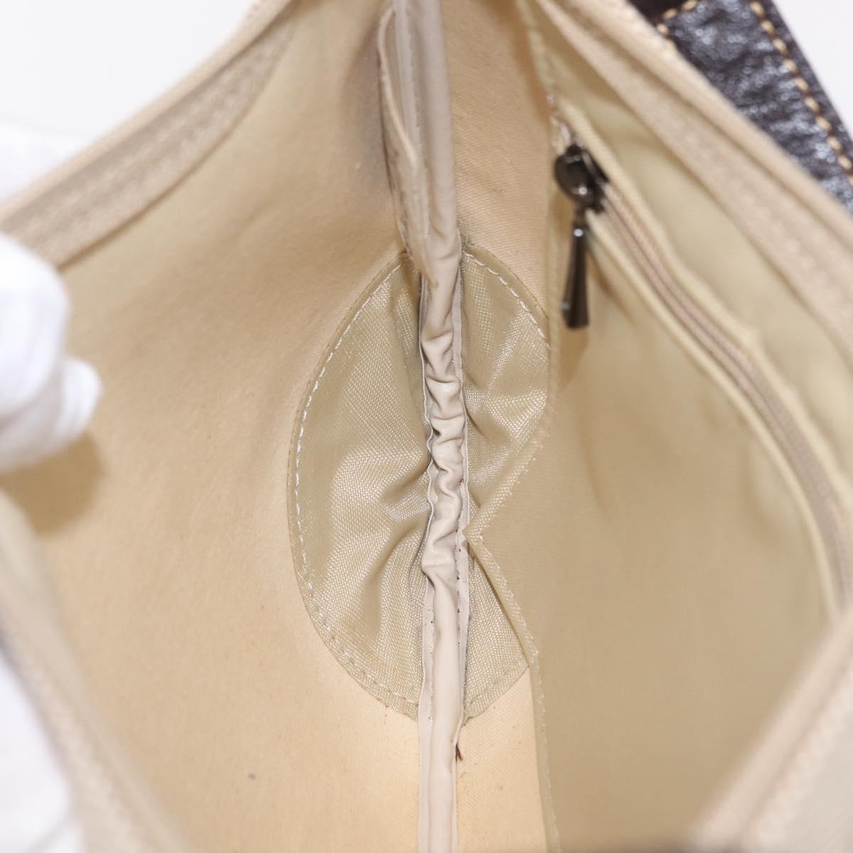 LONGCHAMP Shoulder Bag Canvas Beige Auth 204983A