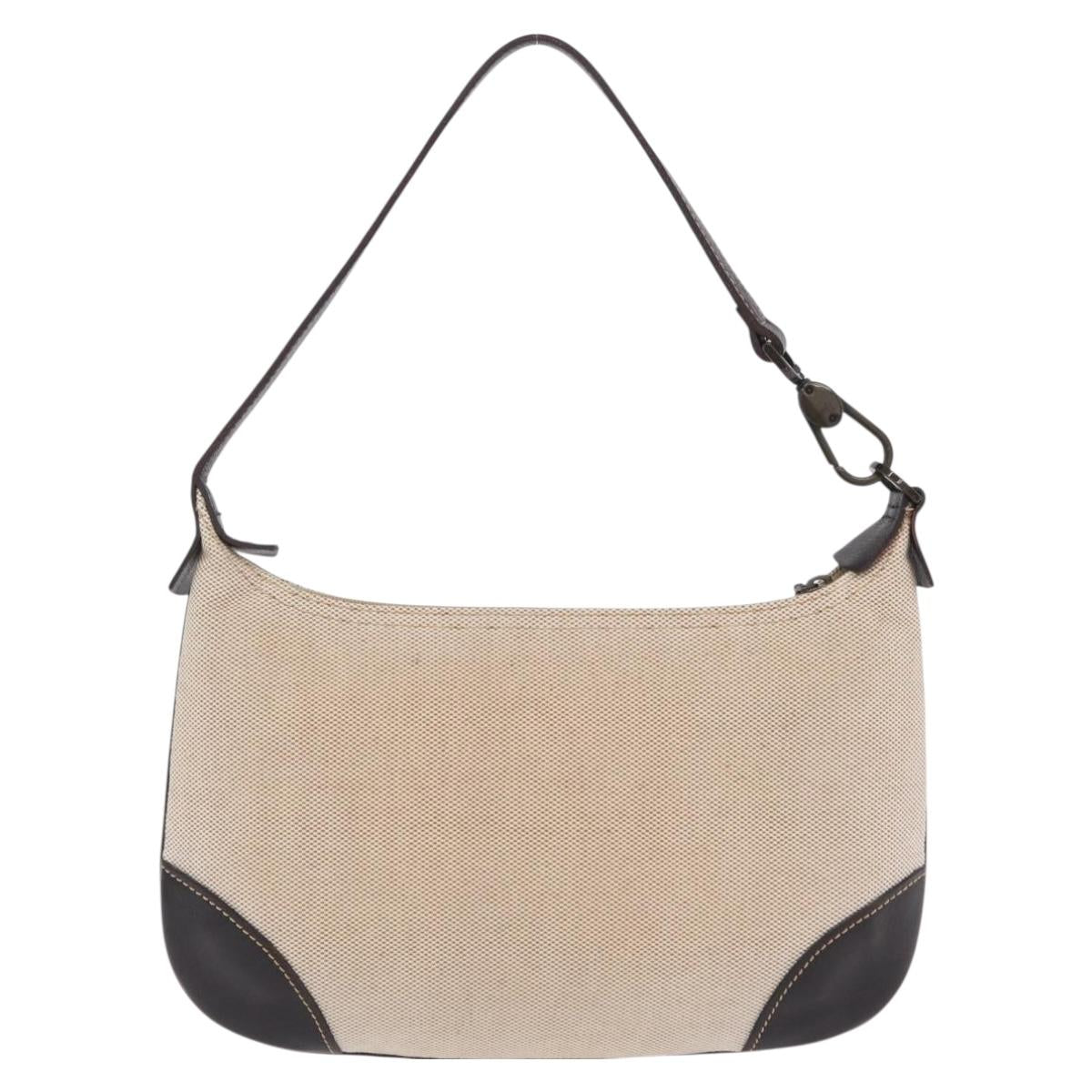LONGCHAMP Shoulder Bag Canvas Beige Auth 204983A