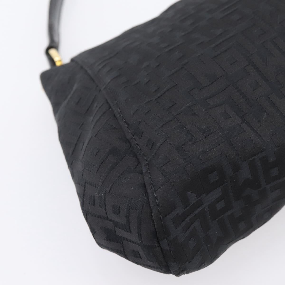 LONGCHAMP Shoulder Bag Nylon Black Gold Auth 204984A