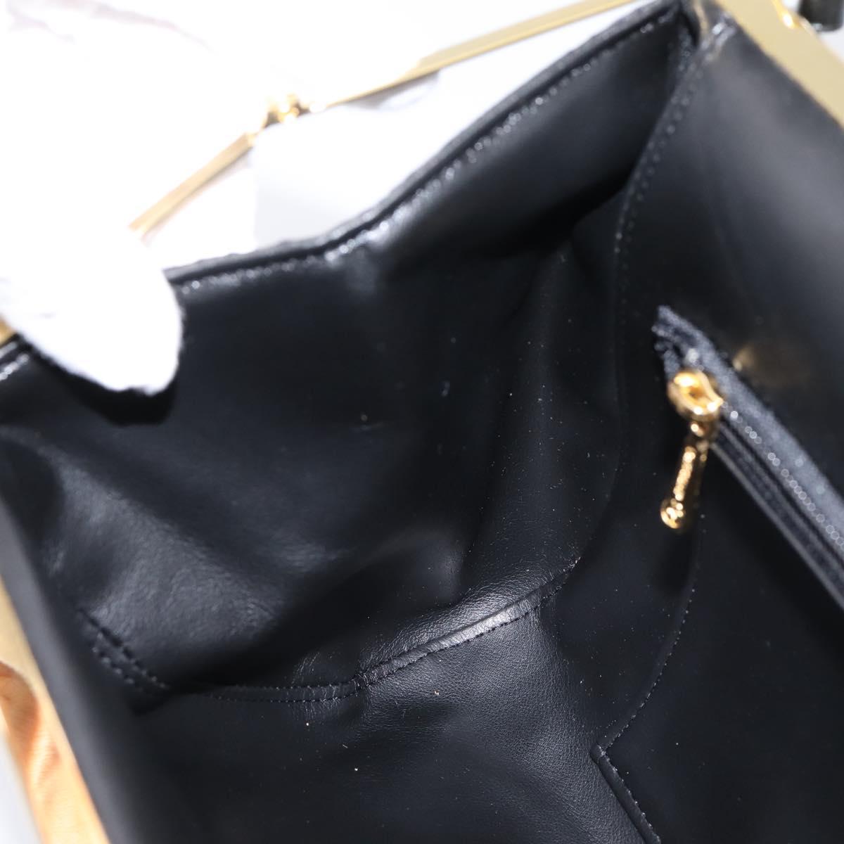 LONGCHAMP Shoulder Bag Nylon Black Gold Auth 204984A