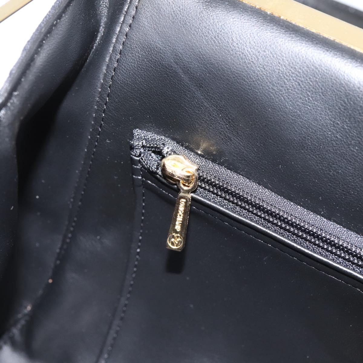 LONGCHAMP Shoulder Bag Nylon Black Gold Auth 204984A