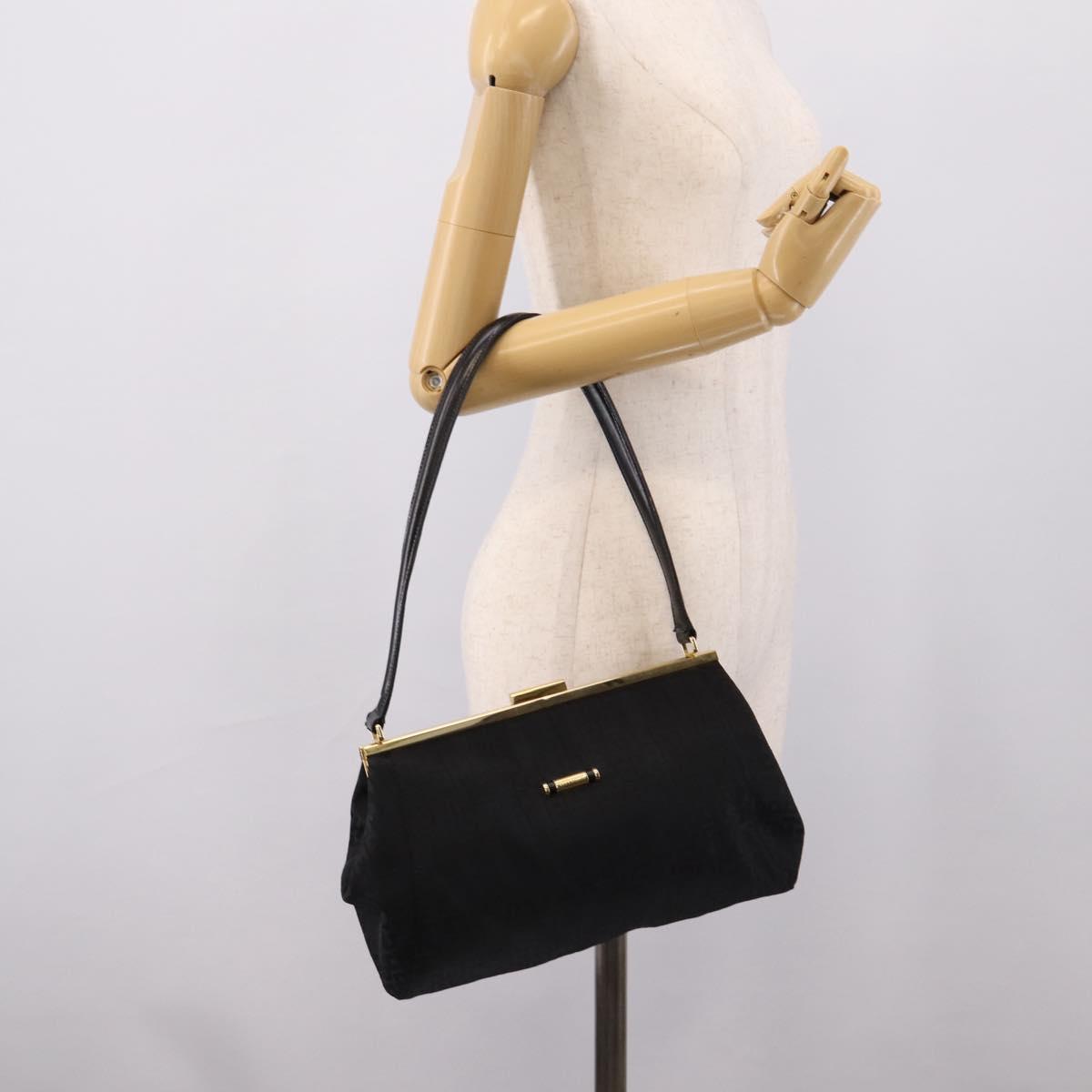 LONGCHAMP Shoulder Bag Nylon Black Gold Auth 204984A