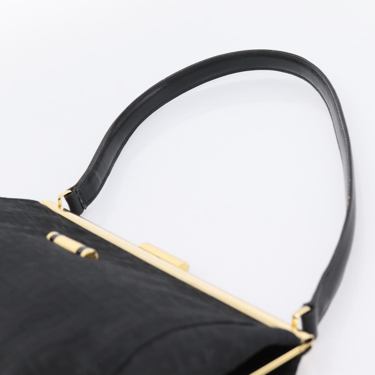 LONGCHAMP Shoulder Bag Nylon Black Gold Auth 204984A