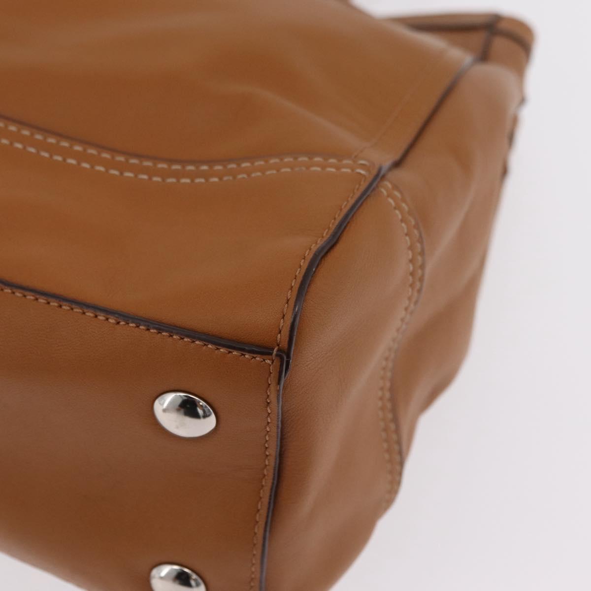 Coach Tote Bag Leather Brown Silver Auth 204986A