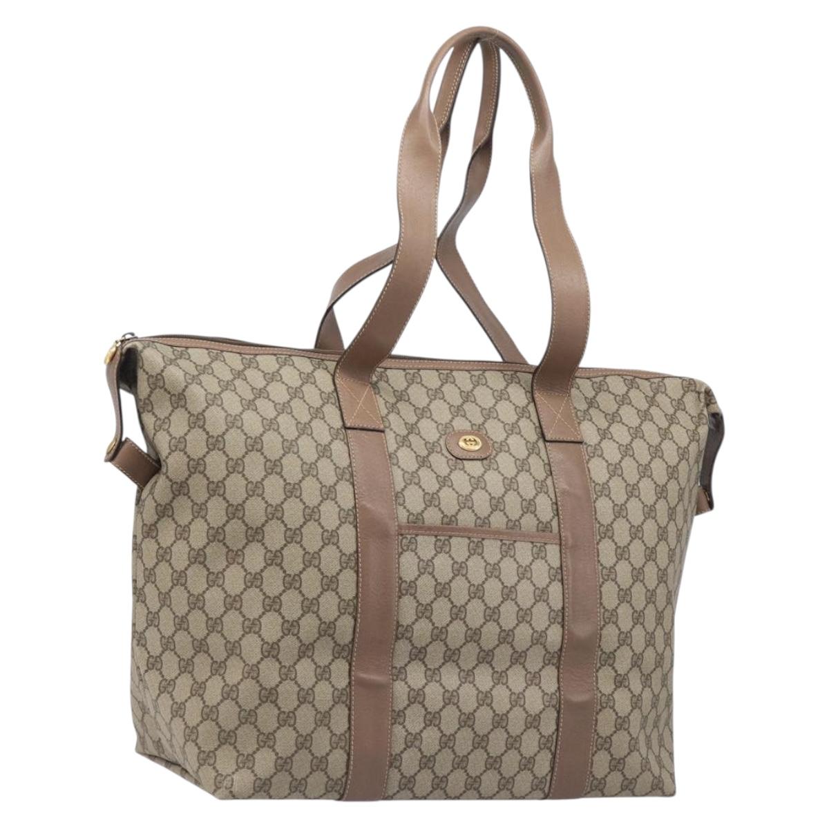 GUCCI GG Supreme Boston Bag PVC Beige Gold 012 1095 6080 Auth 205011