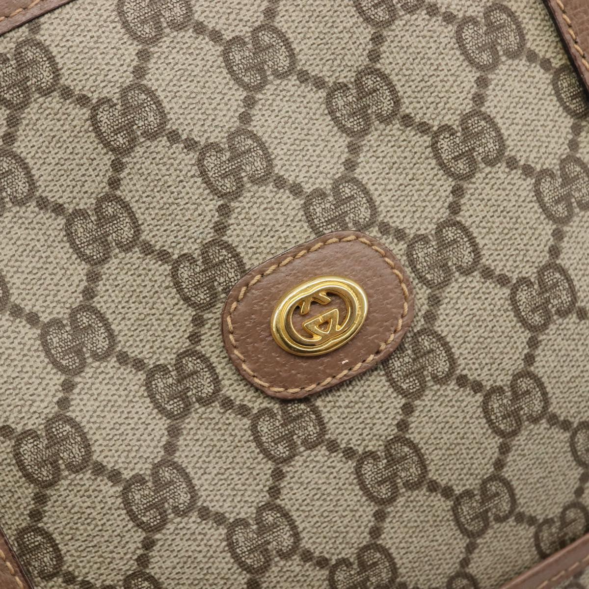 GUCCI GG Supreme Boston Bag PVC Beige Gold 012 1095 6080 Auth 205011