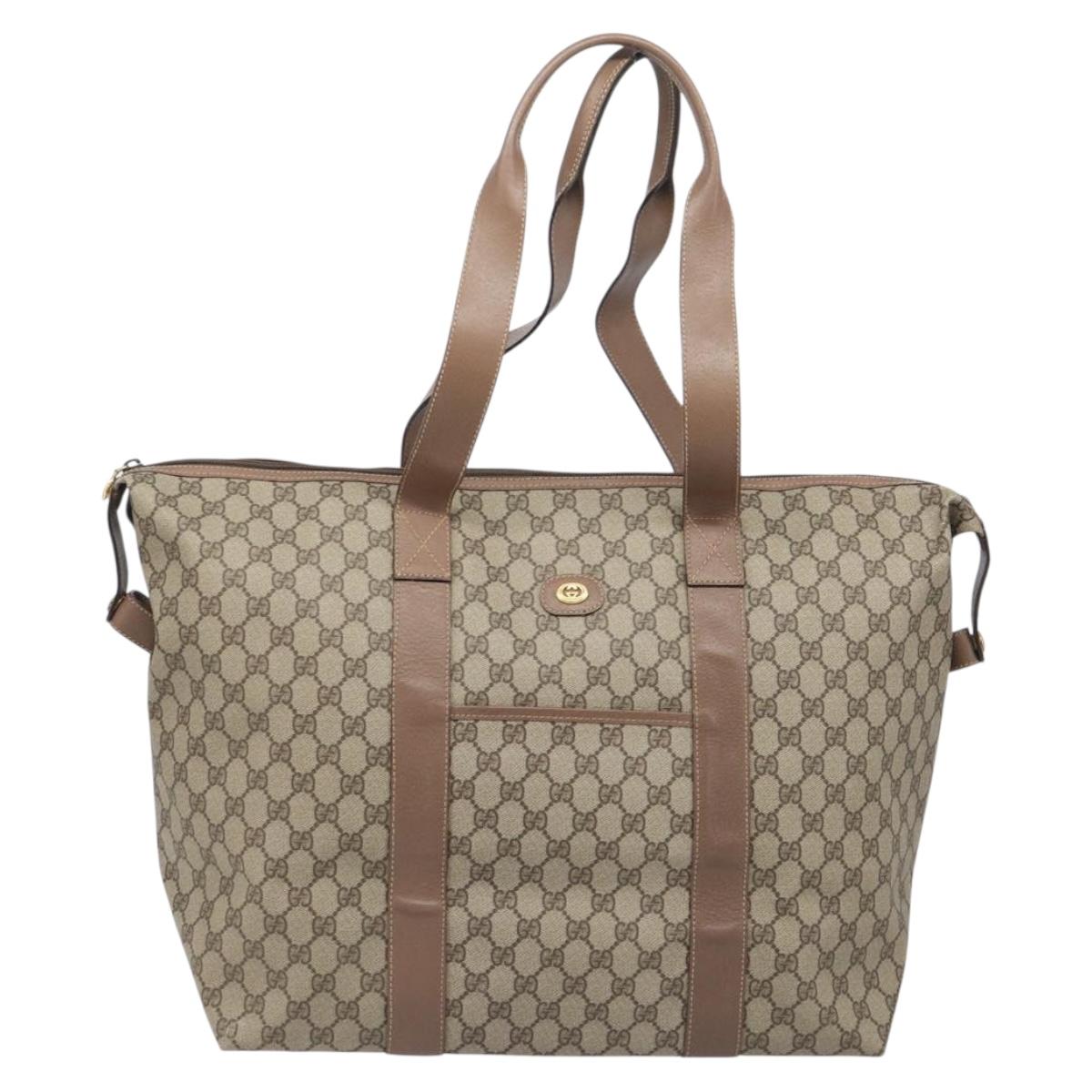 GUCCI GG Supreme Boston Bag PVC Beige Gold 012 1095 6080 Auth 205011