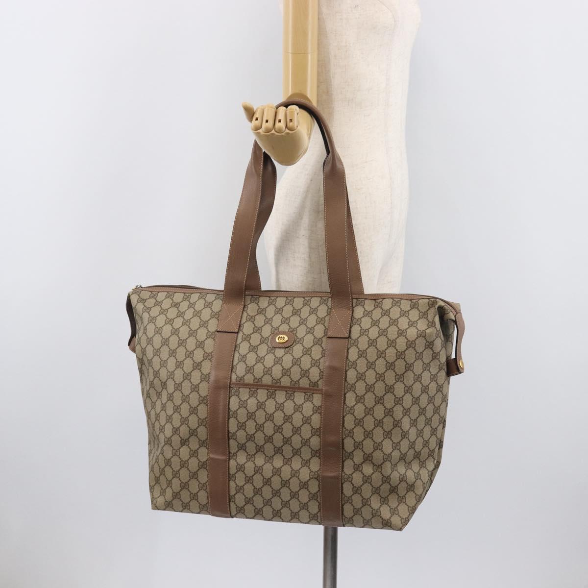 GUCCI GG Supreme Boston Bag PVC Beige Gold 012 1095 6080 Auth 205011