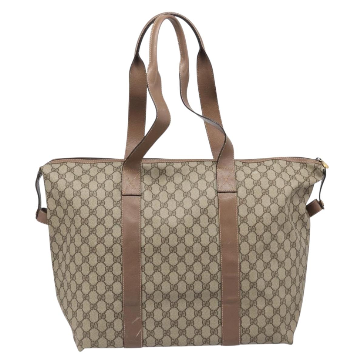 GUCCI GG Supreme Boston Bag PVC Beige Gold 012 1095 6080 Auth 205011