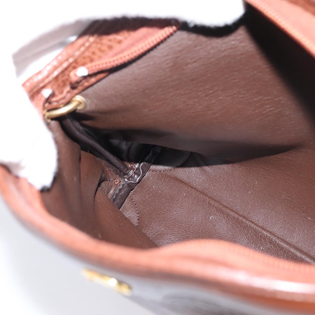 Christian Dior Shoulder Bag Leather Brown Gold Auth 205014A