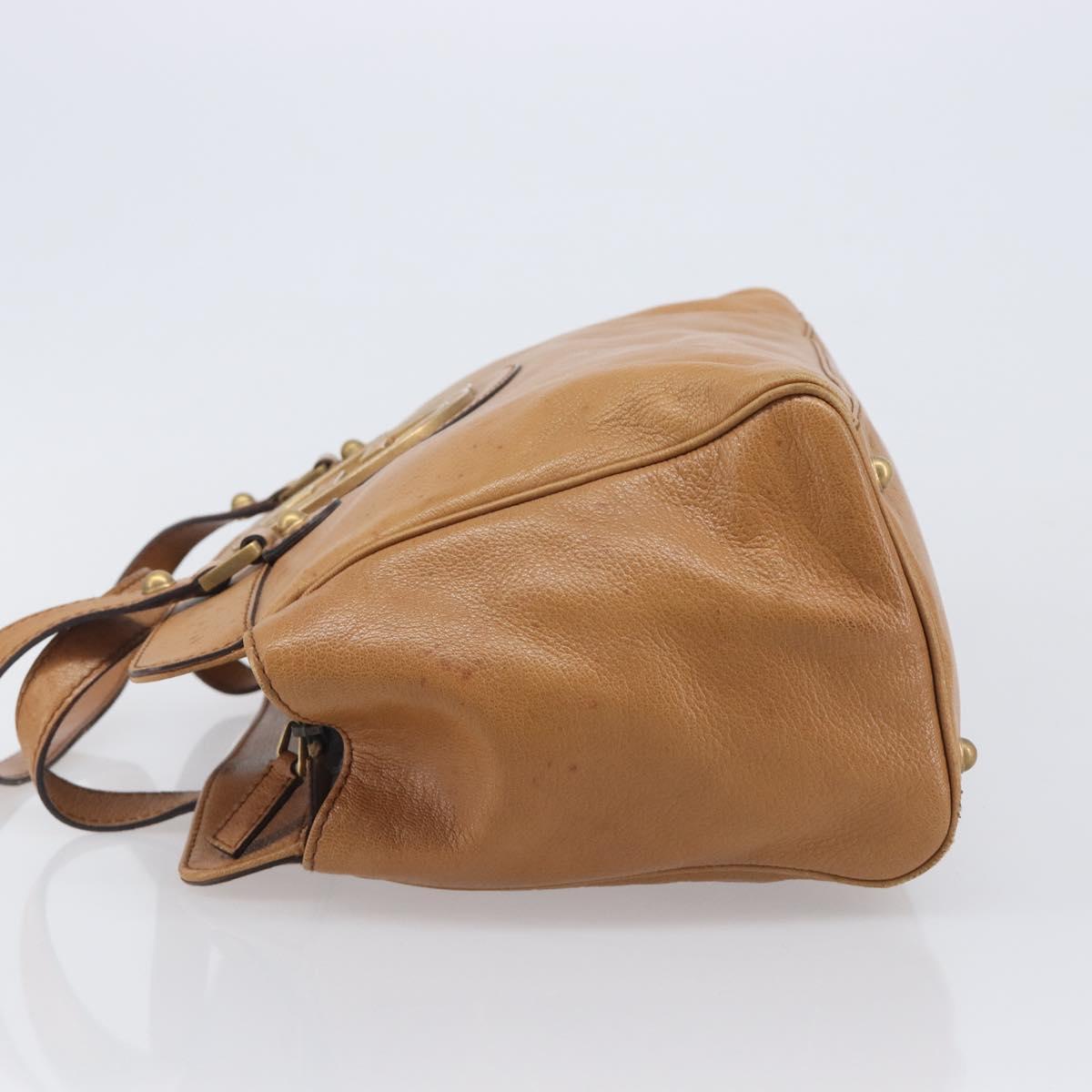 GUCCI Interlocking Hand Bag Leather Brown Gold 121551 Auth 205024