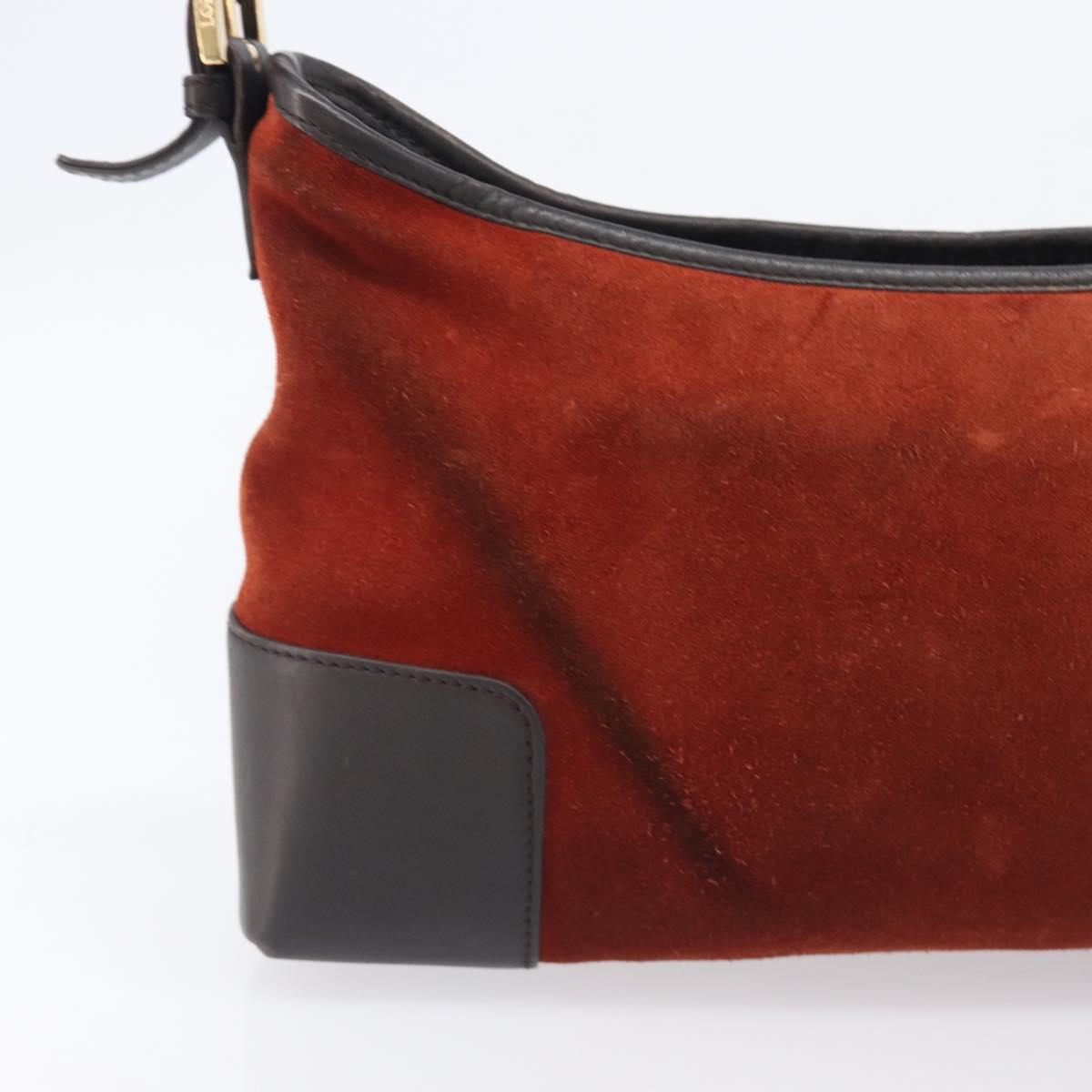 LOEWE Shoulder Bag Suede Leather Orange Gold Auth 205030A