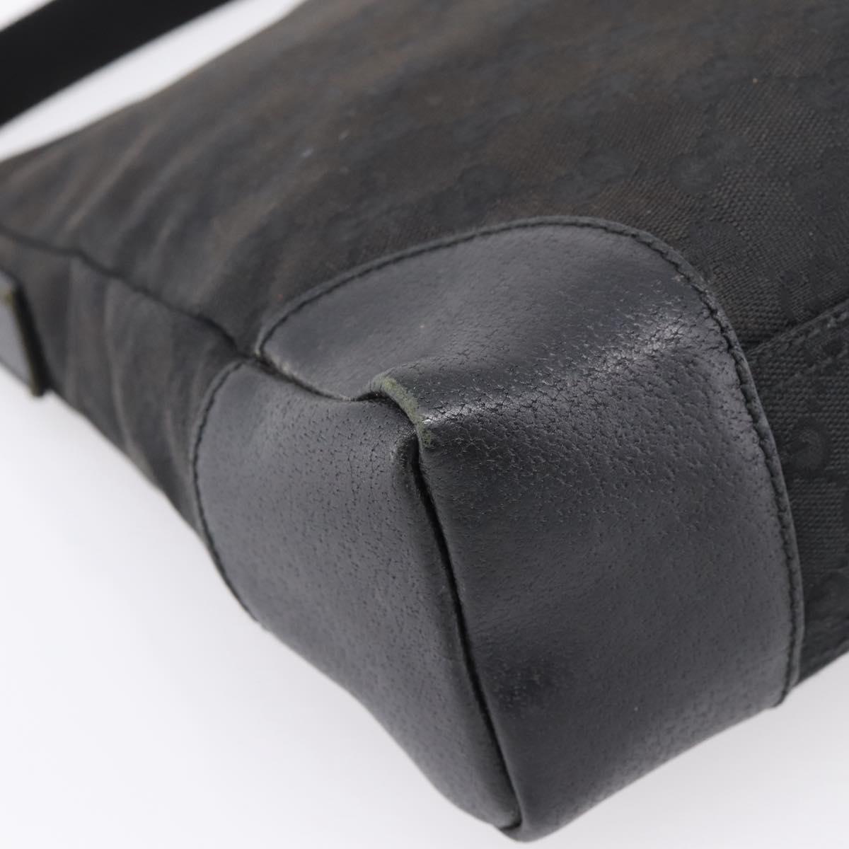 GUCCI GG Canvas Shoulder Bag Black Silver 110054 Auth 205037