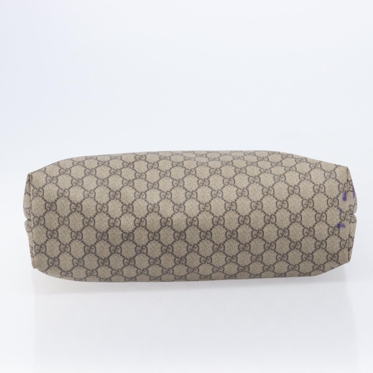 GUCCI GG Supreme Tote Bag PVC Beige Silver 211137 Auth 205038