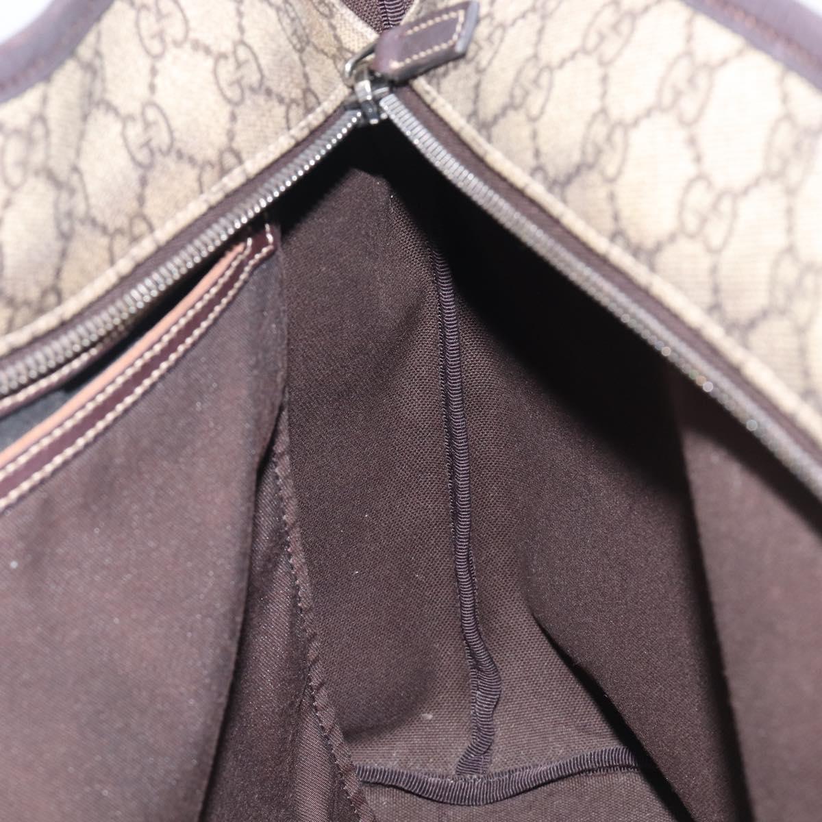 GUCCI GG Supreme Tote Bag PVC Beige Silver 211137 Auth 205038