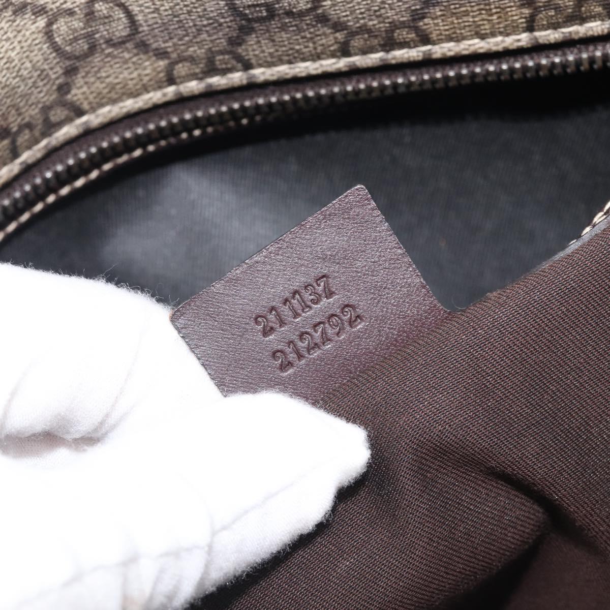 GUCCI GG Supreme Tote Bag PVC Beige Silver 211137 Auth 205038