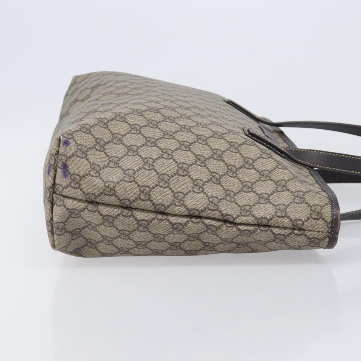 GUCCI GG Supreme Tote Bag PVC Beige Silver 211137 Auth 205038