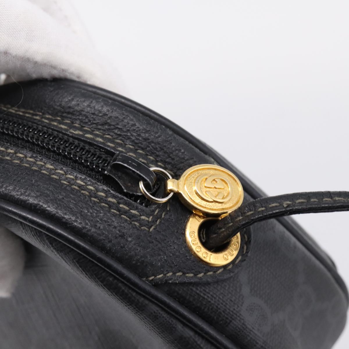 GUCCI GG Supreme Web Sherry Line Bag PVC Black Gold 156 02 066 Auth 205045