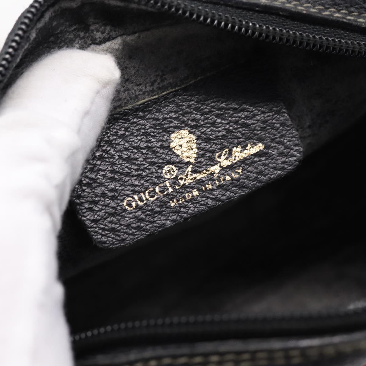 GUCCI GG Supreme Web Sherry Line Bag PVC Black Gold 156 02 066 Auth 205045