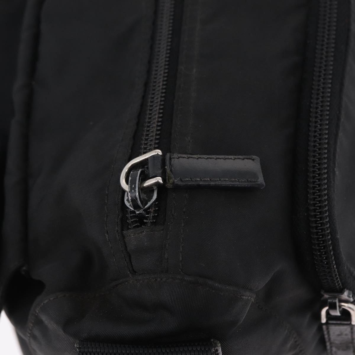 PRADA Shoulder Bag Nylon Black Silver Auth 205048