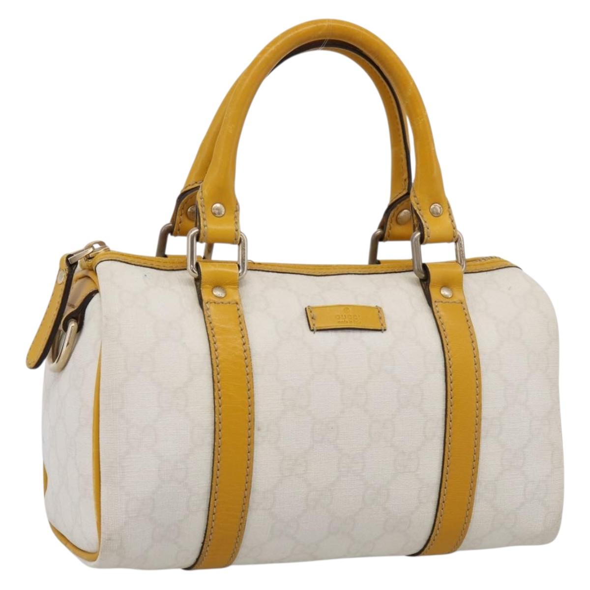 GUCCI GG Supreme Hand Bag PVC White Gold 193604 Auth 205049