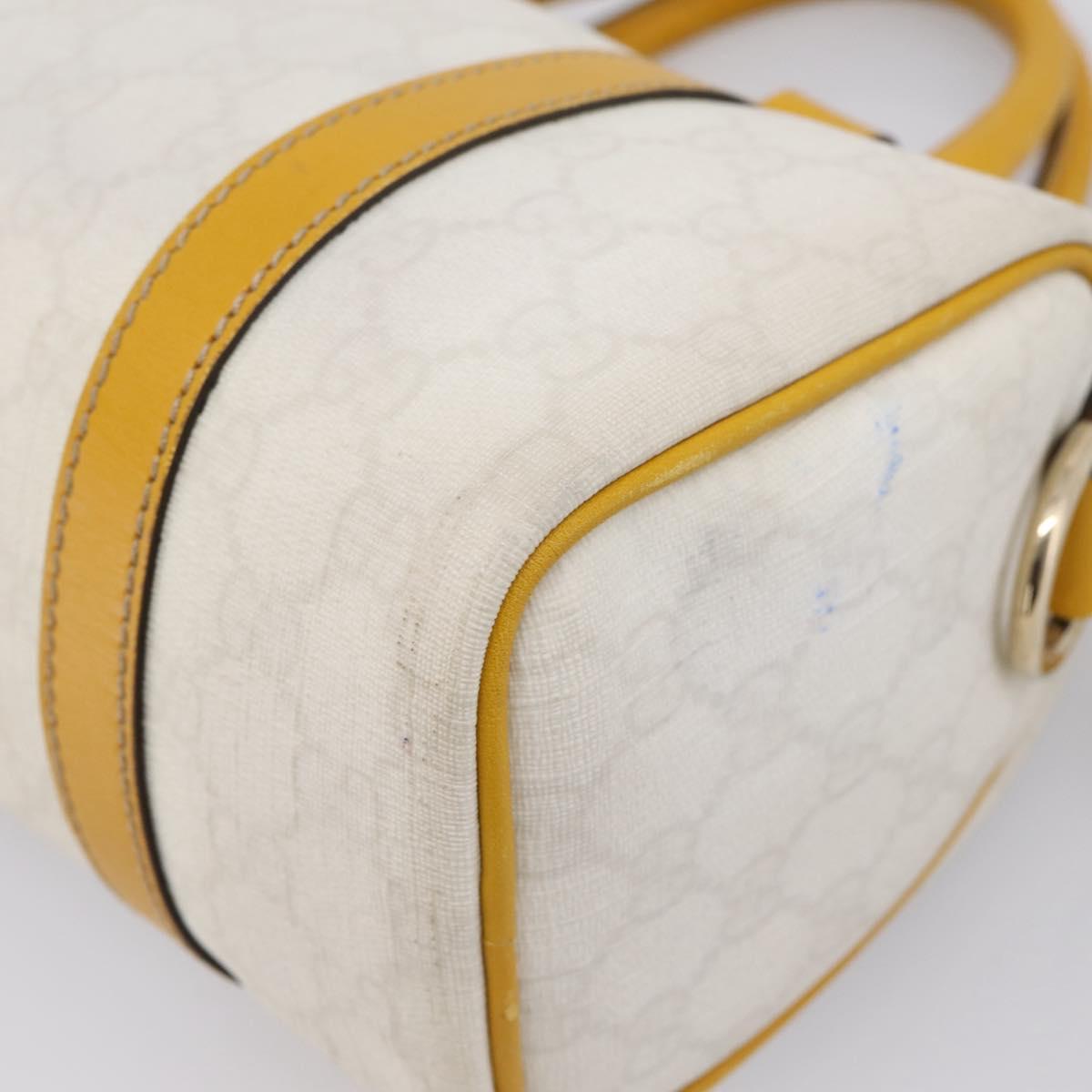 GUCCI GG Supreme Hand Bag PVC White Gold 193604 Auth 205049