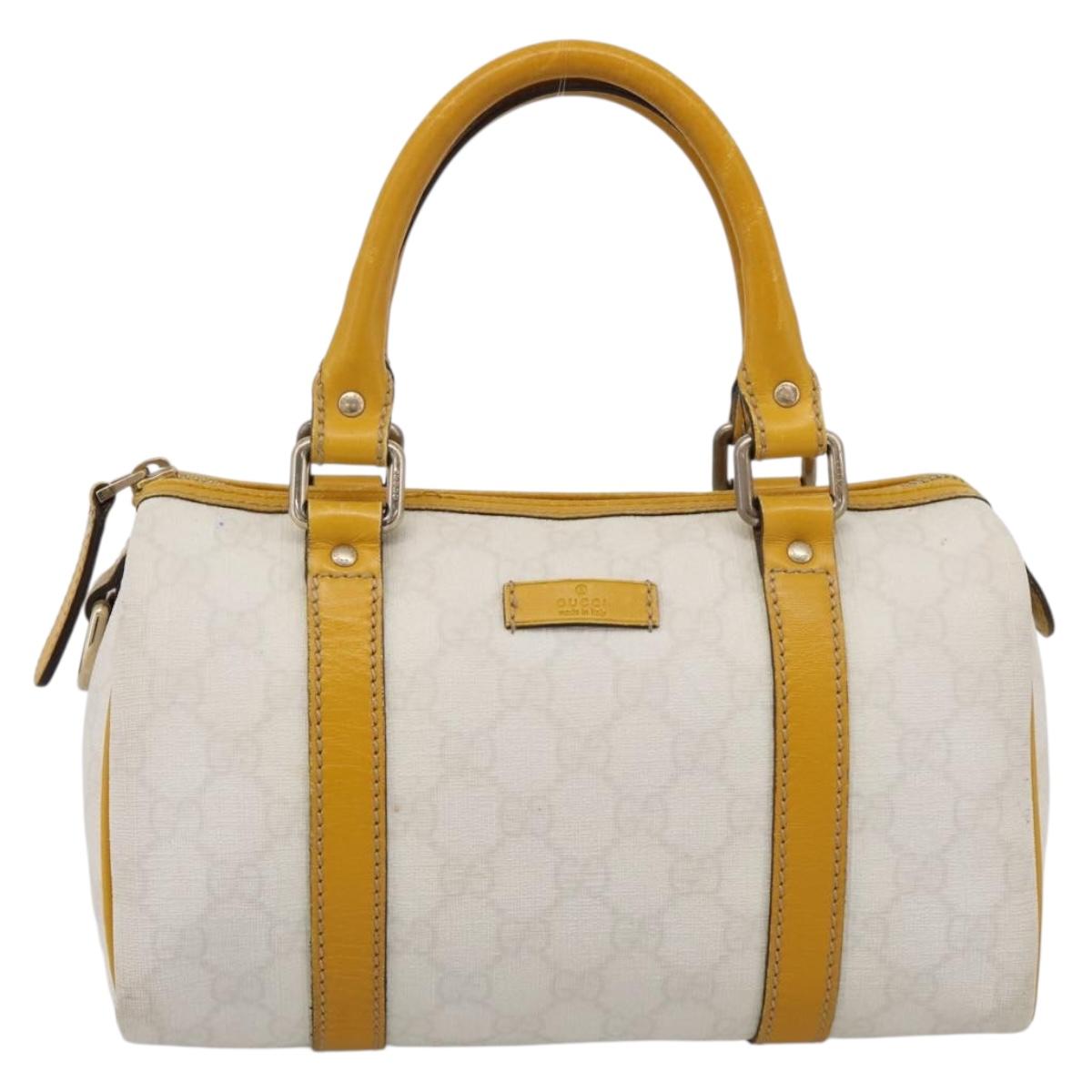 GUCCI GG Supreme Hand Bag PVC White Gold 193604 Auth 205049