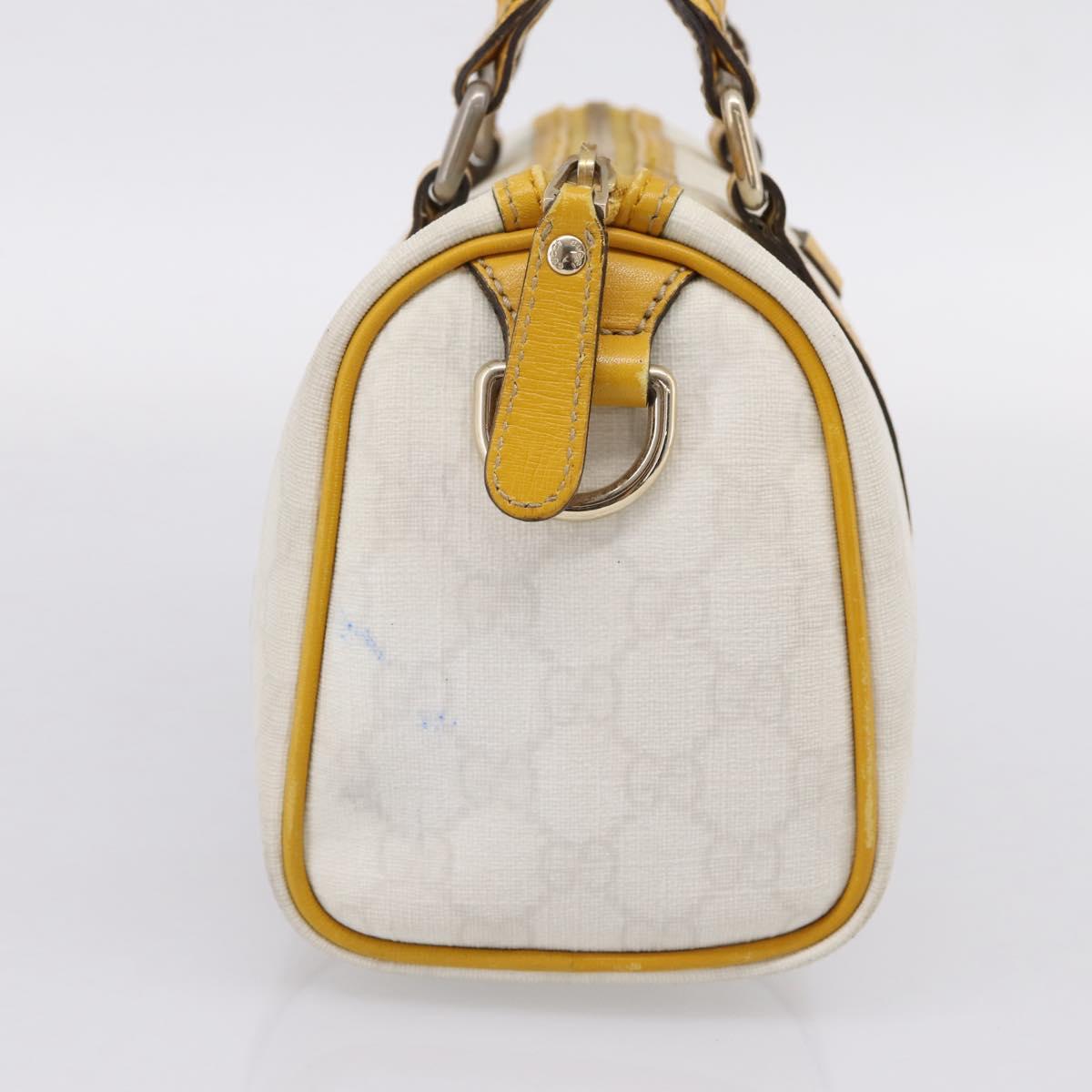 GUCCI GG Supreme Hand Bag PVC White Gold 193604 Auth 205049