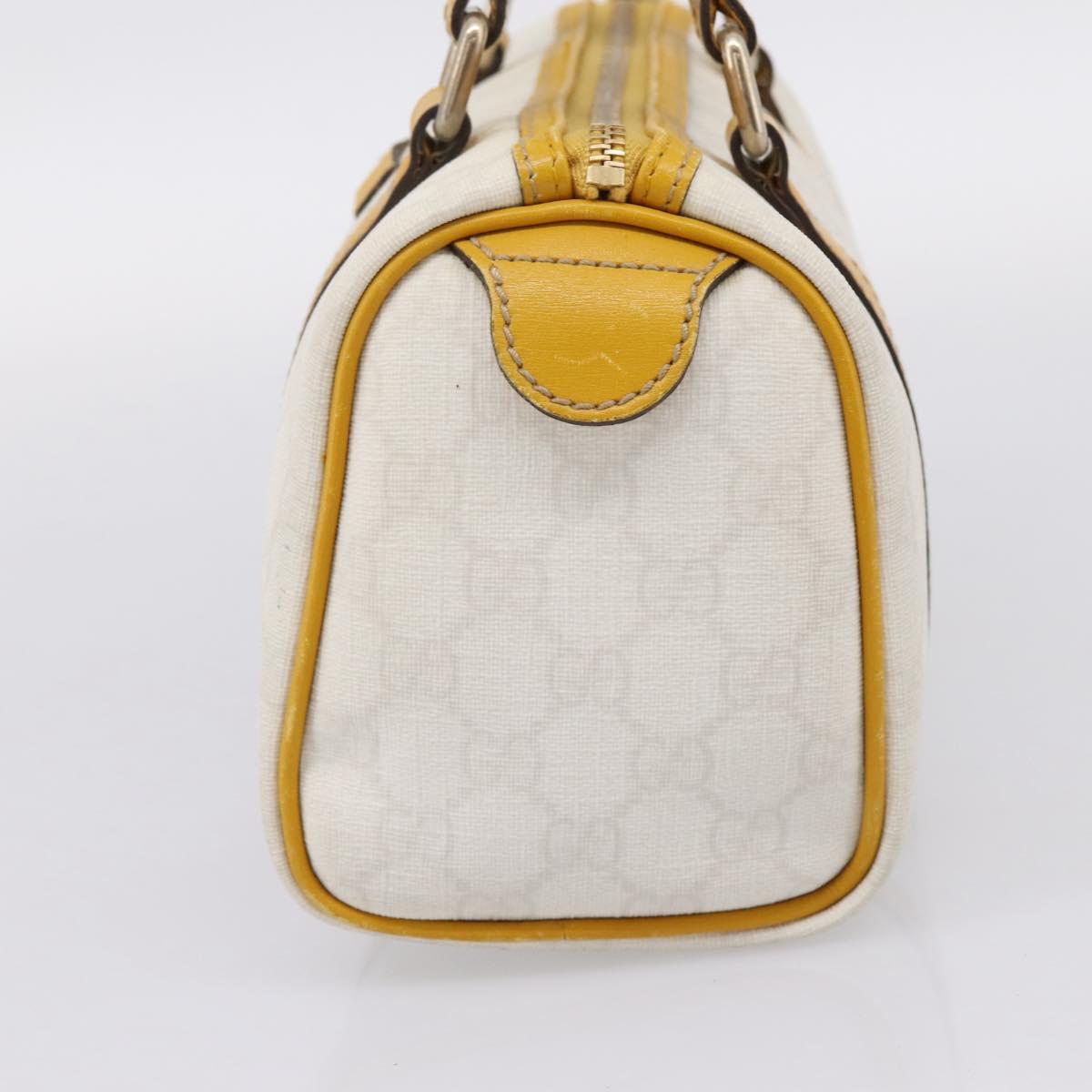 GUCCI GG Supreme Hand Bag PVC White Gold 193604 Auth 205049
