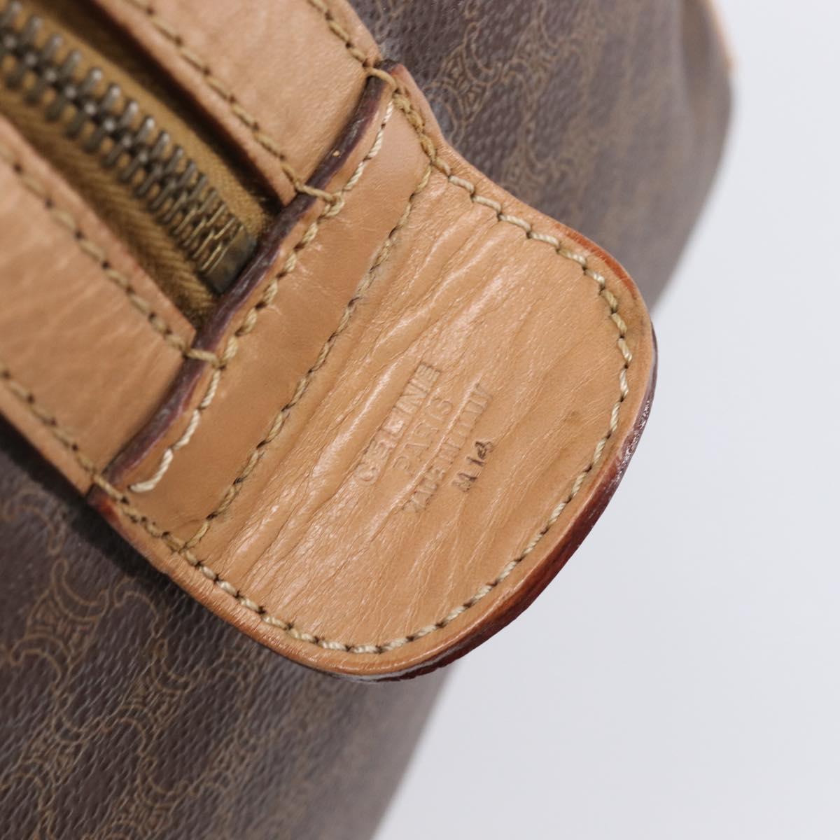 CELINE Macadam Canvas Boston Bag PVC Leather Brown Gold Auth 205050V