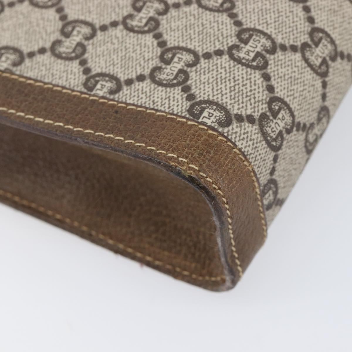 GUCCI GG Plus Supreme Clutch Bag PVC Beige Gold Auth 205064