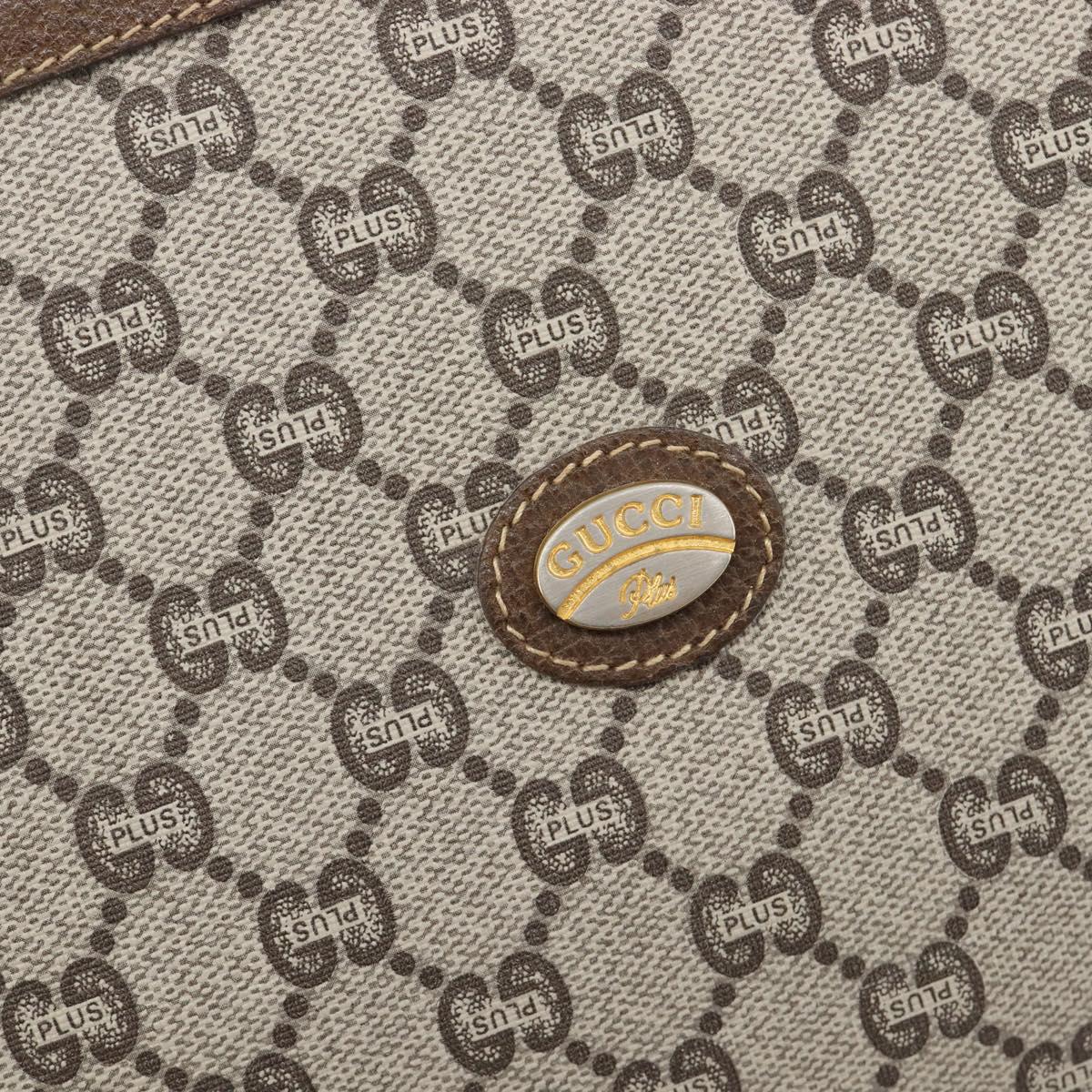 GUCCI GG Plus Supreme Clutch Bag PVC Beige Gold Auth 205064