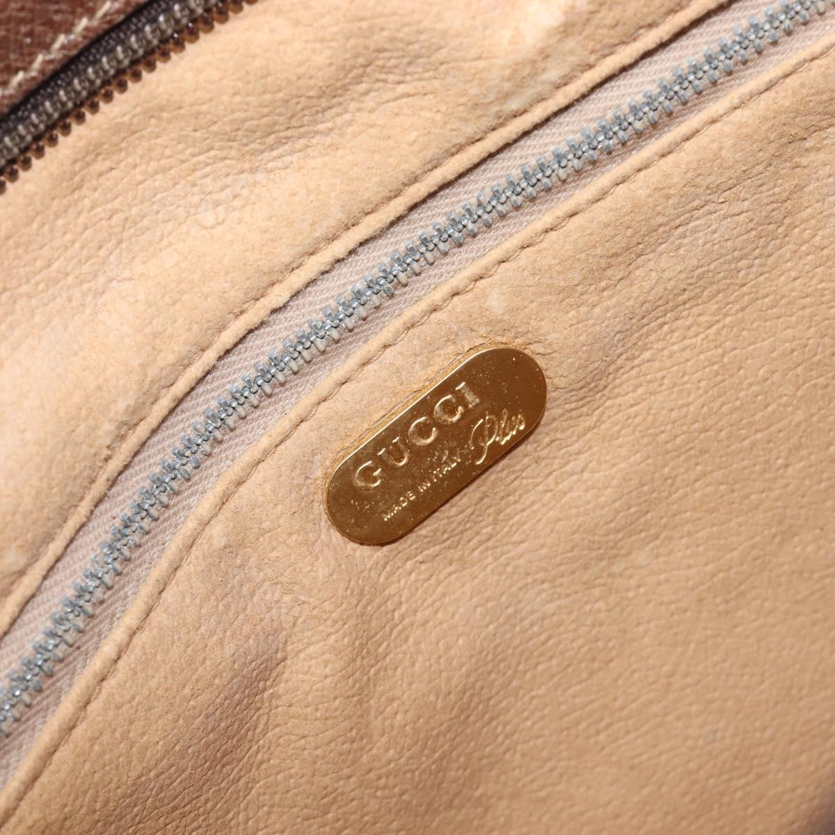 GUCCI GG Plus Supreme Clutch Bag PVC Beige Gold Auth 205064