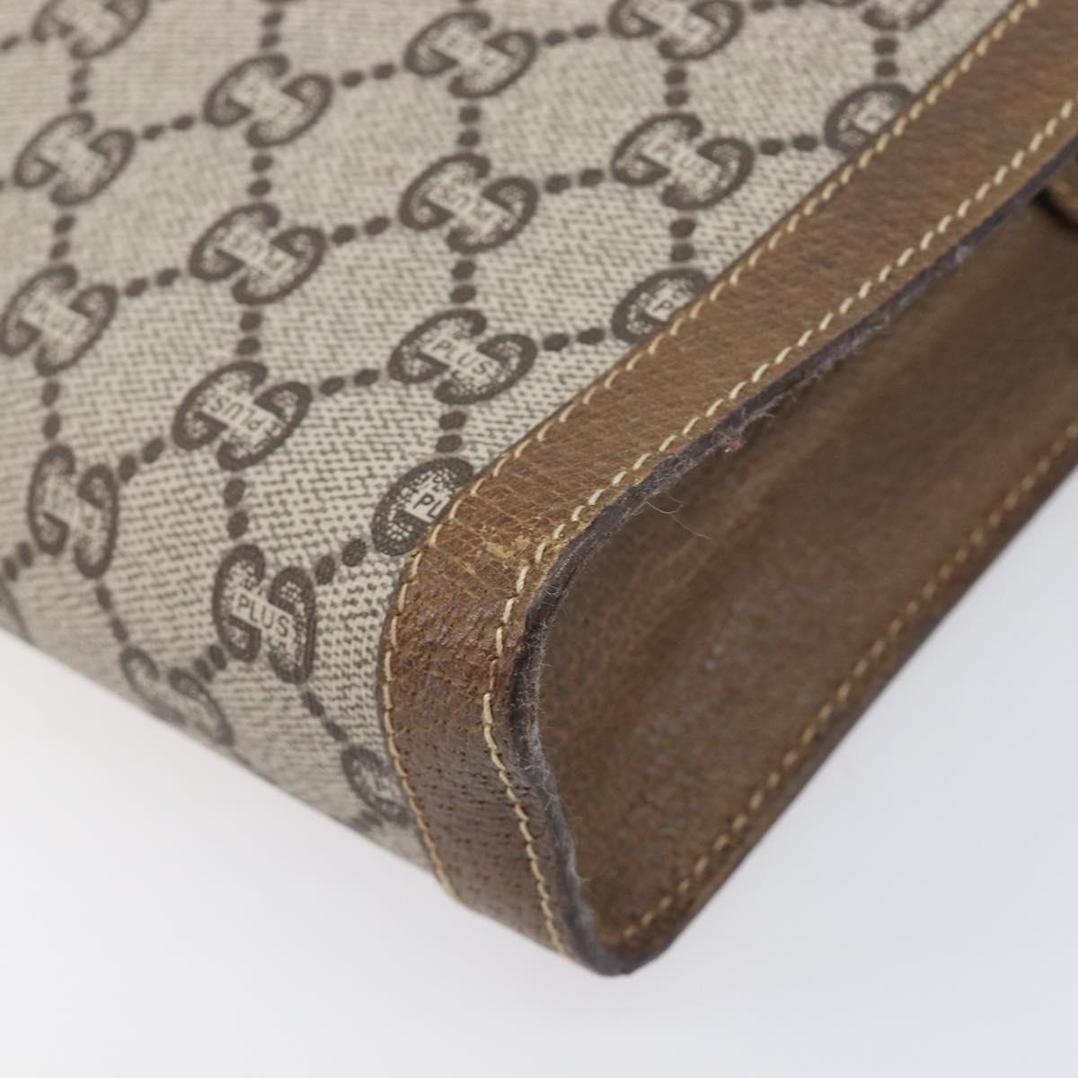 GUCCI GG Plus Supreme Clutch Bag PVC Beige Gold Auth 205064