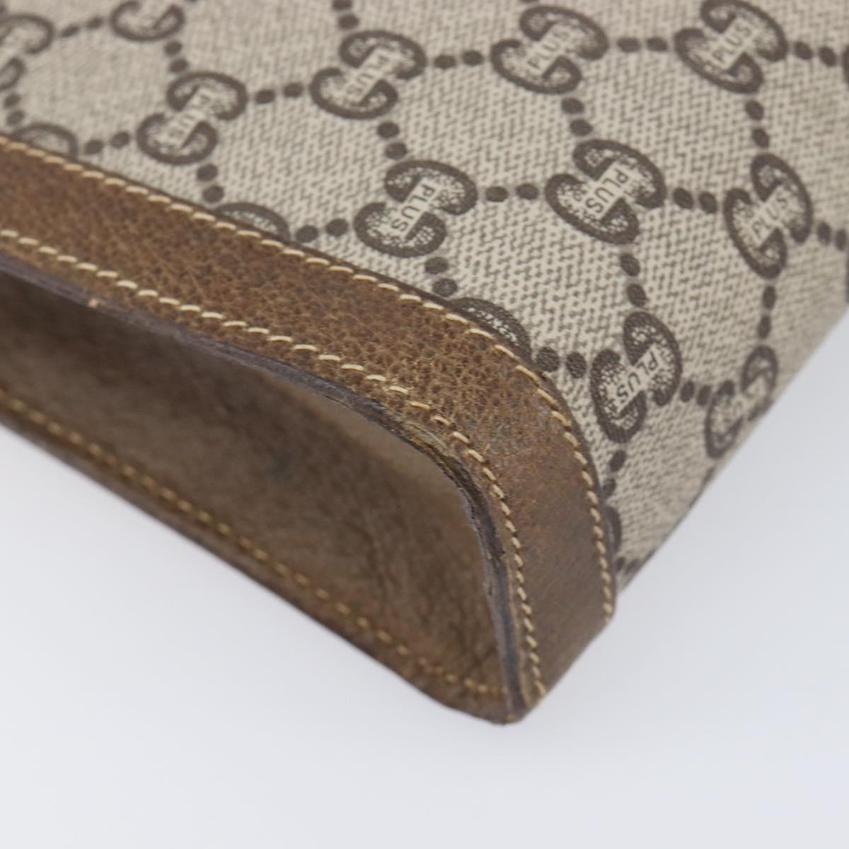GUCCI GG Plus Supreme Clutch Bag PVC Beige Gold Auth 205064