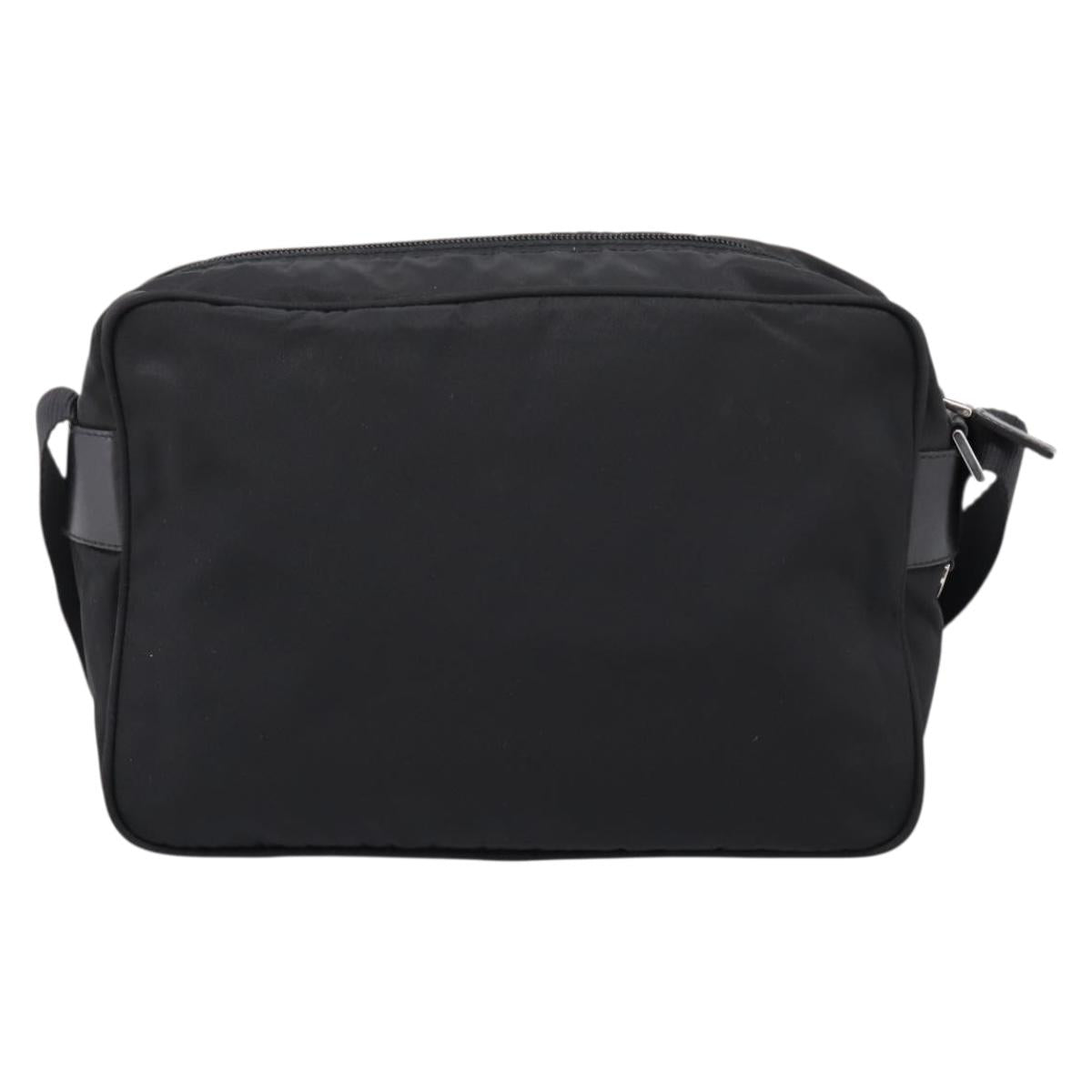 PRADA Shoulder Bag Nylon Black Silver Auth 205066A