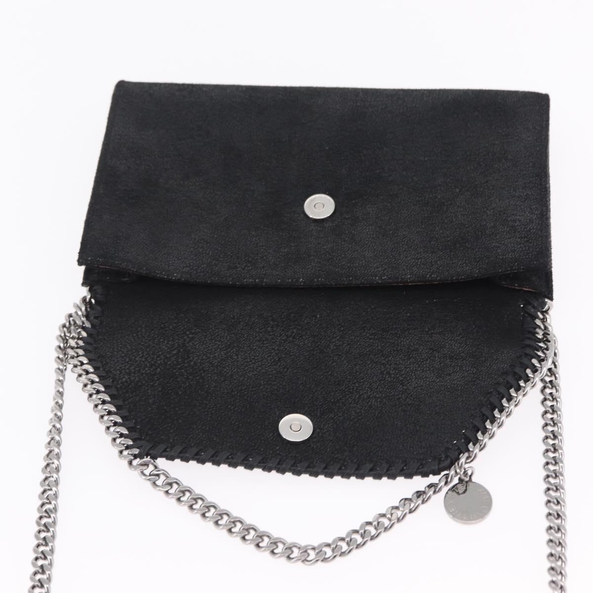 Stella McCartney Chain Falabella Bag polyester Black Silver Auth 205067A