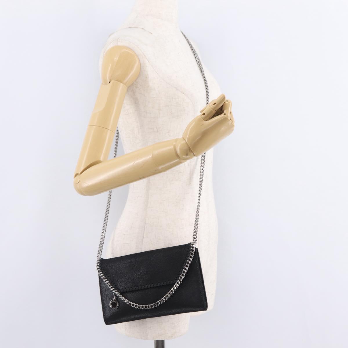 Stella McCartney Chain Falabella Bag polyester Black Silver Auth 205067A