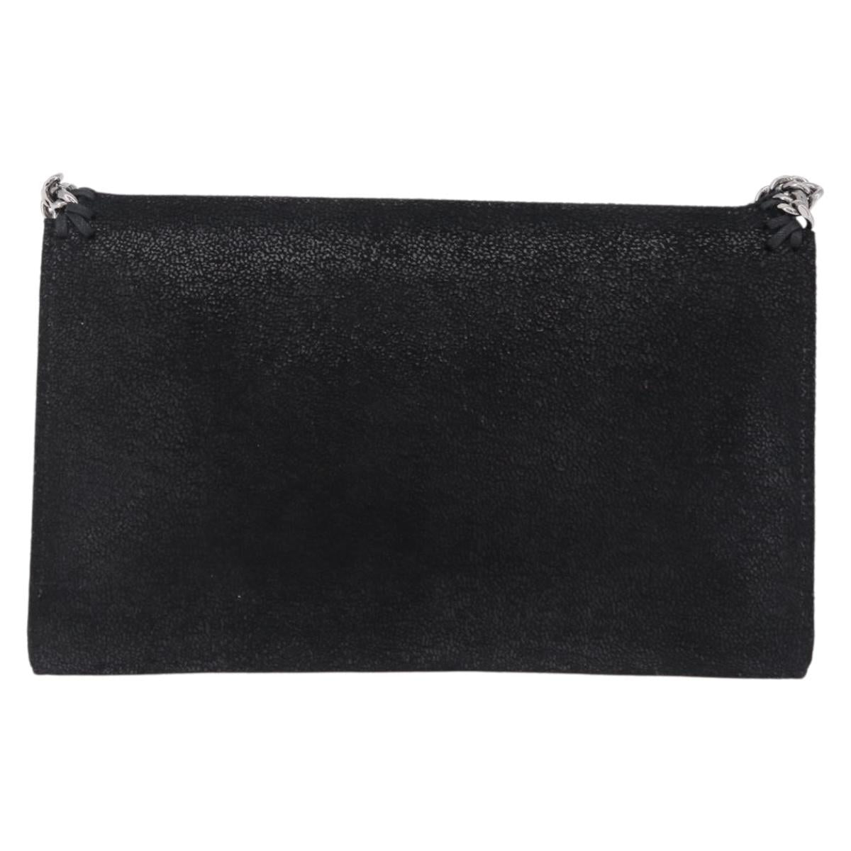 Stella McCartney Chain Falabella Bag polyester Black Silver Auth 205067A