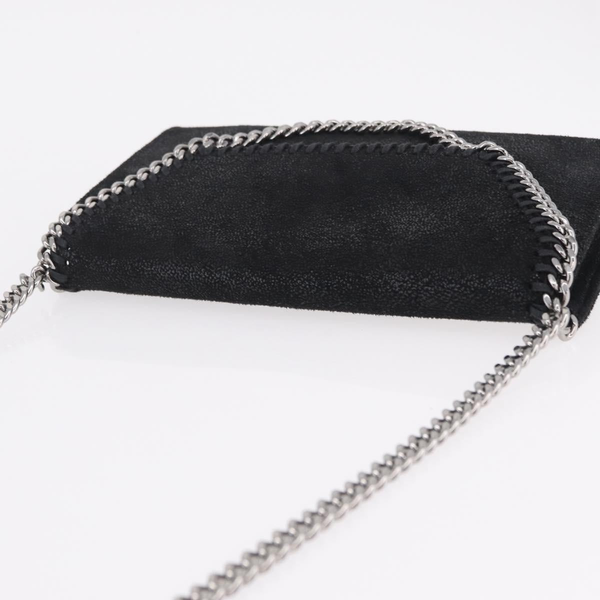 Stella McCartney Chain Falabella Bag polyester Black Silver Auth 205067A