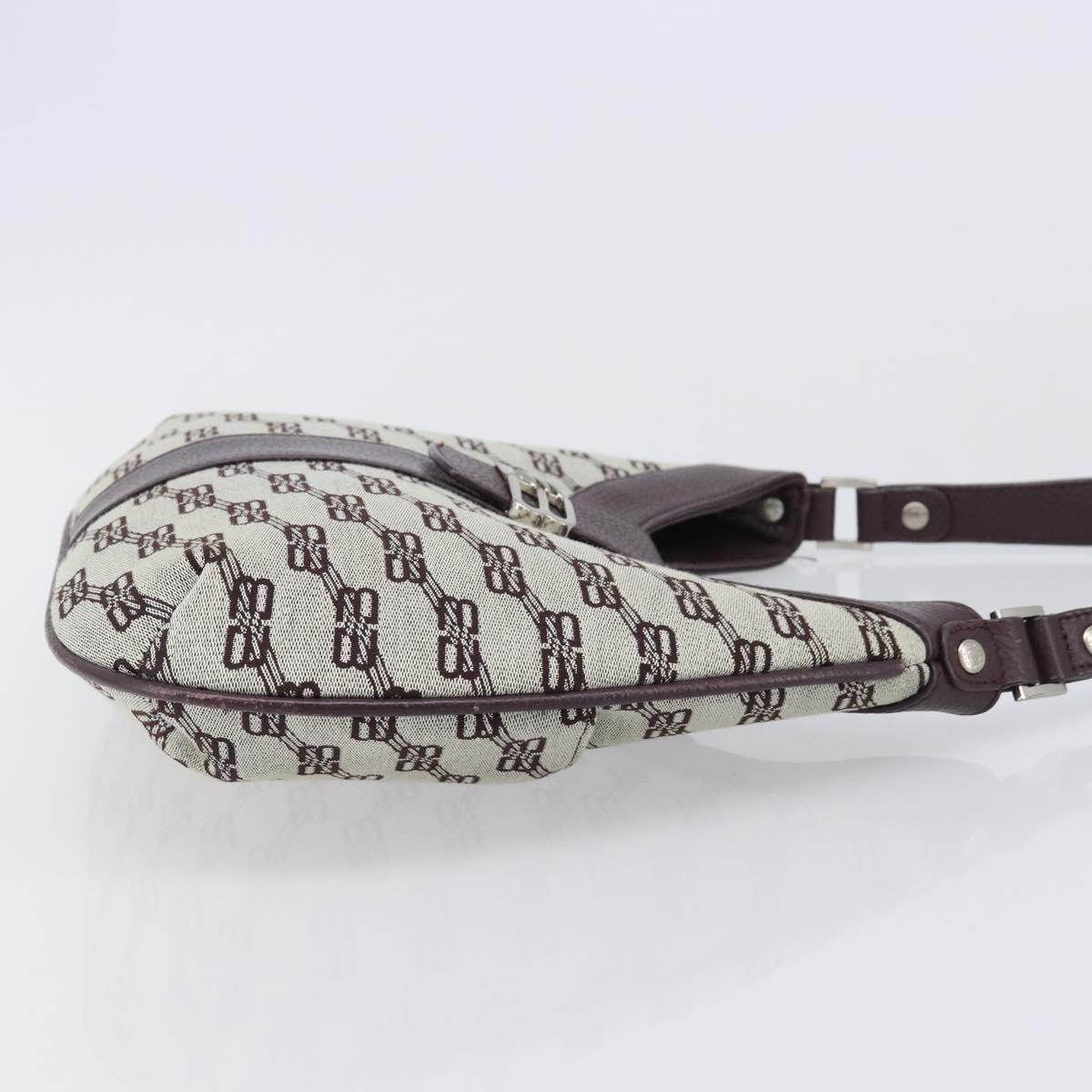 BALENCIAGA Shoulder Bag Canvas Beige Silver Auth 205074A