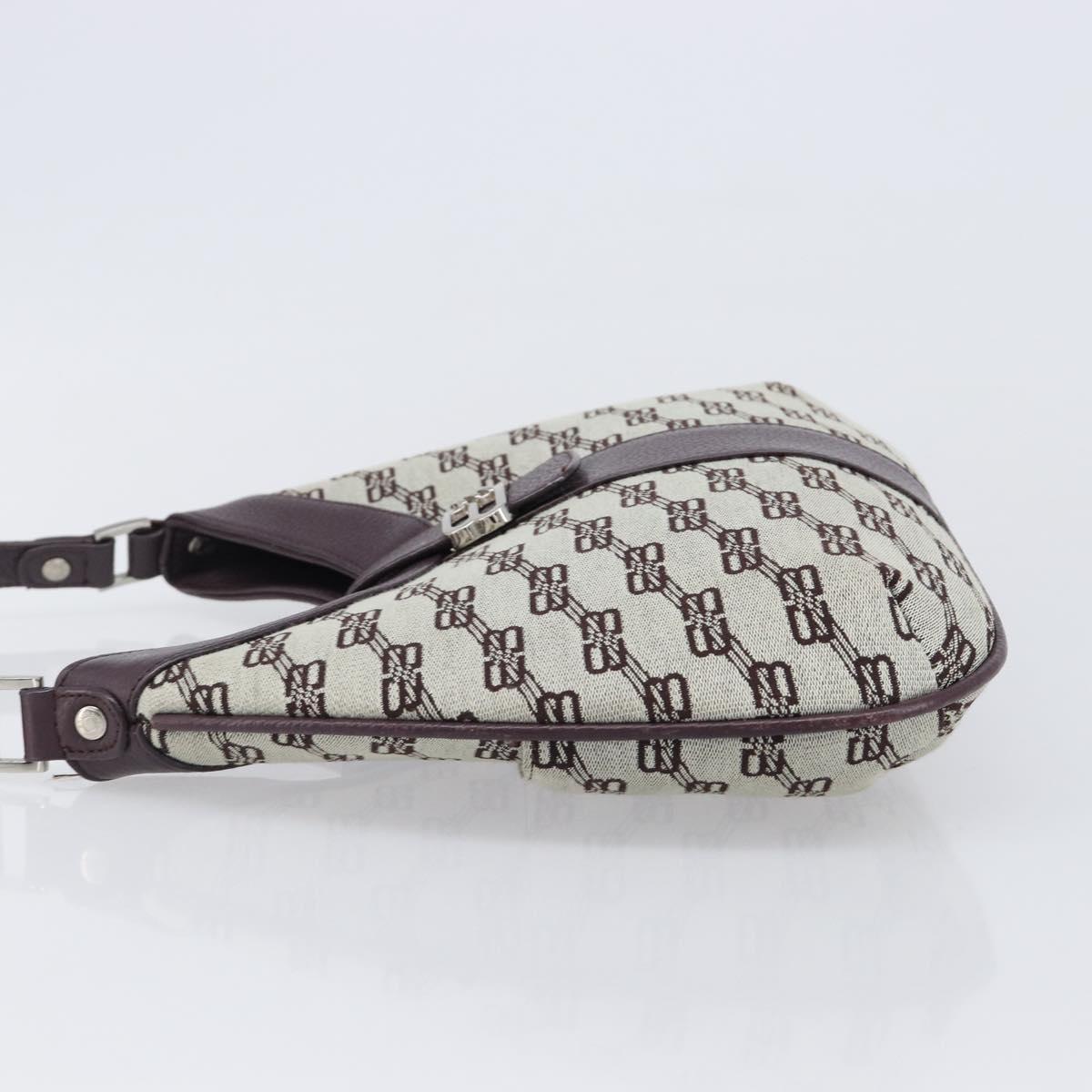 BALENCIAGA Shoulder Bag Canvas Beige Silver Auth 205074A