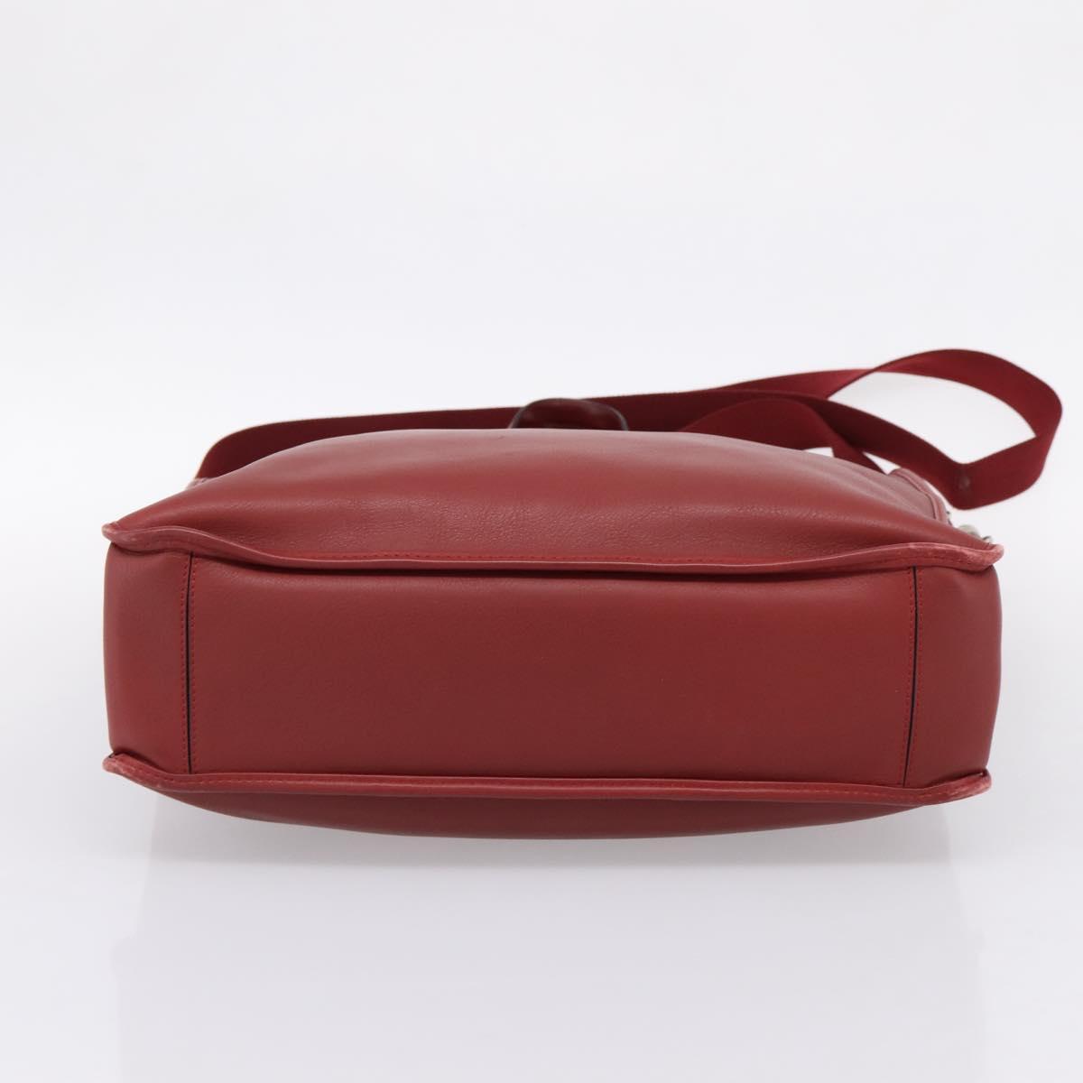 LOEWE Hand Bag Leather 2way Red Silver Auth 205076