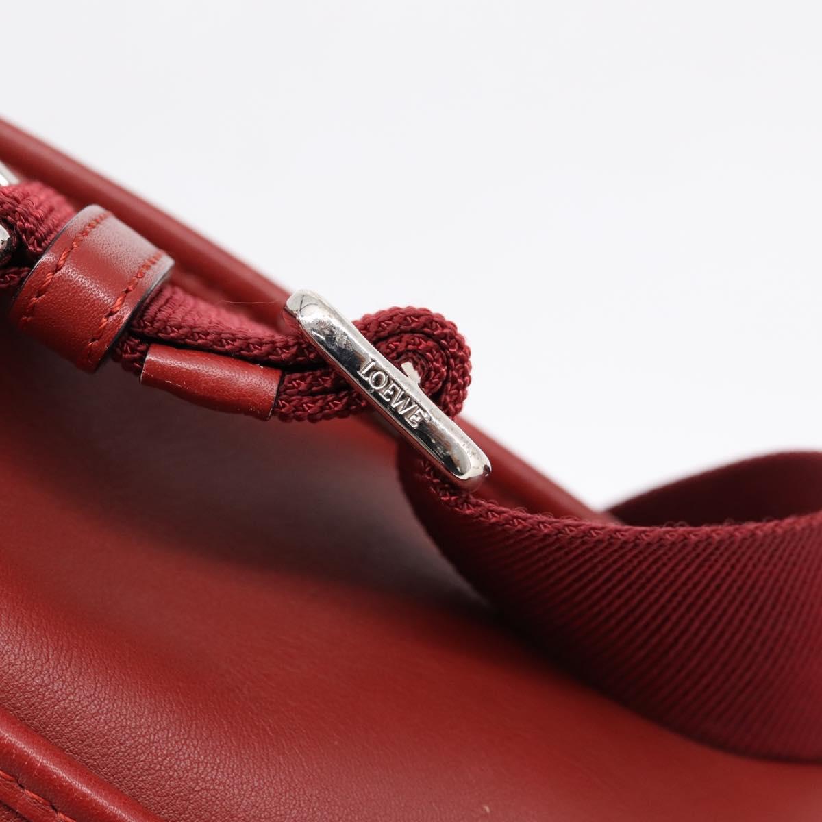 LOEWE Hand Bag Leather 2way Red Silver Auth 205076