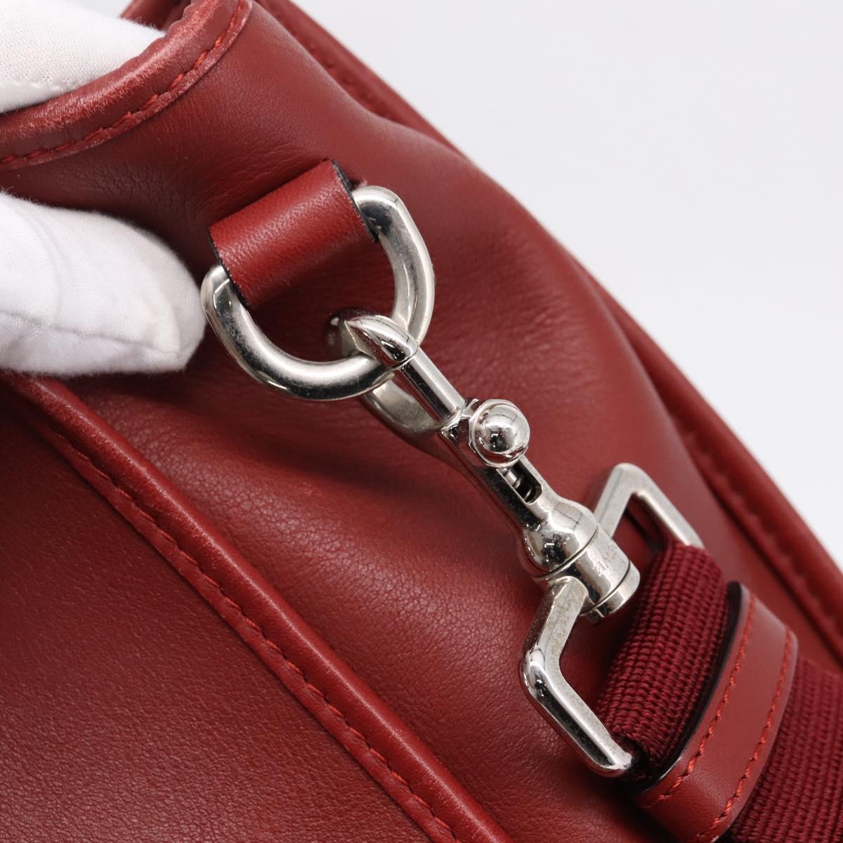 LOEWE Hand Bag Leather 2way Red Silver Auth 205076